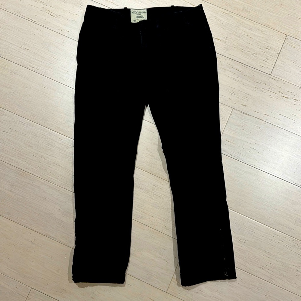 Nili Lotan Cropped French Military Pants Size 2 Black Twill Pockets Ankle Zip